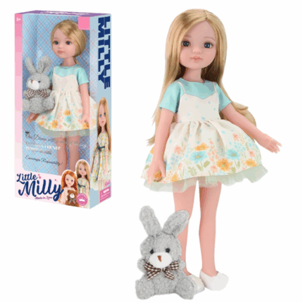 Păpușa «Mica Milly» cu iepuraș, 35 cm Păpușa adorabilă „Micuța Milly”, îmbrăcată într-o ținută la modă și însoțită de un iepuraș drăgălaș, va deveni cea mai bună prietenă a micuței tale! Păpușa este realizată cu mare atenție la detalii: are brațe și picioare mobile, păr moale și ochi blânzi care inspiră încredere și afecțiune. Potrivită pentru copii de la 3 ani în sus.Jocul cu păpușa ajută la dezvoltarea: 	Inteligenței emoționale 	Simțului responsabilității 	Abilităților de îngrijire și imaginațieÎnălțimea păpușii – 35 cm