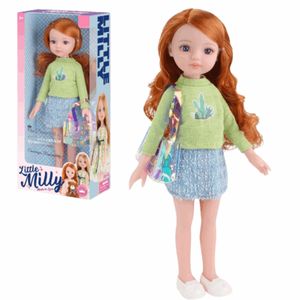 Păpușa «Mica Milly» cu gentuță, 35 cm Păpușa adorabilă „Micuța Milly”, îmbrăcată într-o ținută la modă și cu gentuță, va deveni cea mai bună prietenă a micuței tale! Păpușa este realizată cu mare atenție la detalii: are brațe și picioare mobile, păr moale și ochi blânzi care inspiră încredere și afecțiune. Potrivită pentru copii de la 3 ani în sus.Înălțimea păpușii – 35 cm