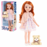Păpușa «Mica Milly» cu ursulețul de pluș, 35 cm Păpușa adorabilă „Micuța Milly”, îmbrăcată într-o ținută la modă și însoțită de un ursuleț de pluș drăgălaș, va deveni cea mai bună prietenă a micuței tale! Păpușa este realizată cu mare atenție la detalii: are brațe și picioare mobile, păr moale și ochi blânzi care inspiră încredere și afecțiune. Potrivită pentru copii de la 3 ani în sus.Jocul cu păpușa ajută la dezvoltarea: 	Inteligenței emoționale 	Simțului responsabilității 	Abilităților de îngrijire și imaginațieÎnălțimea păpușii – 35 cm