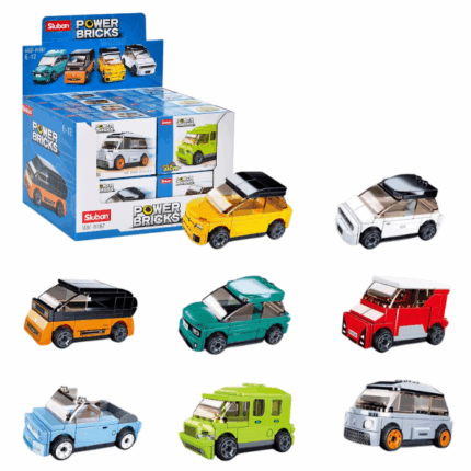 Set de construcție ”Mașini electrice», cu inerție 8 modele, de la 53 pînă la 61 elem. Constructorul  Power Bricks de la Sluban este prezentat în sortiment. Fiecare kit este un model interesant și unic care reprezintă un model de automobil cu inerție.Numărul de piese variază în funcție de set (53, 56, 57, 58, 59, 61).Constructorul este o jucărie educațională minunată. Un set bun de construcție pentru copii deschide spațiu pentru creativitate, oferă copilului posibilitatea de a-și arăta abilitățile și ajută la dezvoltarea acestora. Produsul este fabricat din plastic ecologic și respectă standardele sanitare și tehnice și standardele de calitate.Setul de construcție Sluban este un cadou minunat pentru un copil. Asamblarea unui set de construcție este o activitate fascinantă atât pentru băieți, cât și pentru fete. Un copil poate construi o mașină, un castel sau o fortăreață cu propriile mâini și apoi să se joace cu ele. Seturile de la producătorul Sluban dezvoltă gândirea logică și percepția tridimensională a copilului.