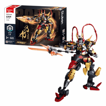 Set de construcție «Robot — Generalul Lu Bu», 552 elem. Setul de construcție SLUBAN „Generalul Lu Bu” este un robot samurai unic, alcătuit din 552 de piese. Designul său este colorat, decorat cu stickere și foarte detaliat. Capul are o formă complet nouă, iar cele 16 articulații cu rotițe oferă modelului o mobilitate și un realism remarcabile.Jucăria este realizată din plastic sigur și durabil, fiind complet sigură pentru copii. Este potrivită atât pentru băieți, cât și pentru fete, ajutând la dezvoltarea motricității fine, gândirii spațiale și imaginației.Caracteristici: 	552 de piese 	Piese mobile (16 puncte de flexiune) 	Plastic sigur 	Vârsta recomandată: 6+ ani