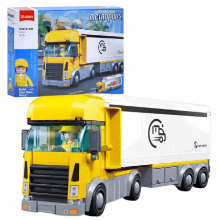 Set de construcție «Camion de livrare», 269 elem. Descoperă lumea fascinantă a construcțiilor cu setul SLUBAN "Camion de livrare"! Conține 269 de piese din plastic durabil și de calitate, perfecte pentru ore întregi de distracție creativă. Camionul cu remorcă de 26,6 cm lungime și o figurină inclusă creează o experiență realistă de joacă. Compatibil cu piese de la alți producători renumiți – astfel copilul tău poate crea modele originale și creative.Caracteristici: 	Stimulează atenția, logica, motricitatea fină și răbdarea. 	Include instrucțiuni detaliate, ușor de urmărit. 	Ambalat într-o cutie colorată – ideal pentru cadou! 	Potrivit pentru copii de la 6 ani în sus.