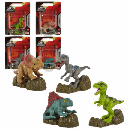 Mini-figurină dinozaur «Jurrasic World», în as. Intră în lumea preistorică cu figurinele miniaturale Jurassic World de la Mattel!Chiar dacă au dimensiuni compacte, aceste figurine inspiră o mulțime de povești captivante și jocuri pline de imaginație. Fiecare figurină poate sta singură — perfectă pentru bătălii epice, scene din filme sau pentru a completa o colecție.Copiii vor fi încântați să le colecționeze pe toate, recreând momente iconice din filme sau inventând propriile aventuri.Un cadou ideal pentru micii pasionați de dinozauri și jocuri de fantezie!Caracteristici: 	Detalii realiste și finisaje de calitate 	Plastic durabil și sigur pentru copii 	Bază stabilă pentru expunere 	Vârstă recomandată: de la 3 ani