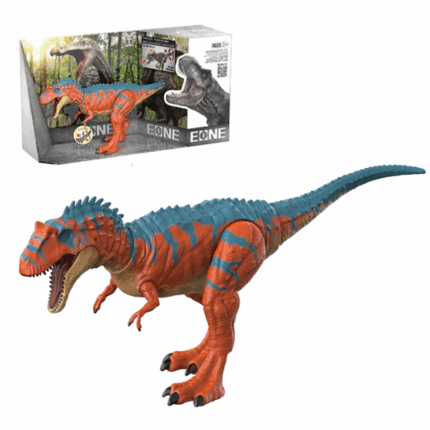 Dinozaur Tiranosaur cu sunete Descoperă lumea preistorică fascinantă cu figurina Tiranosaur! Această jucărie realistă, cu părți mobile și detalii atent lucrate, este cadoul perfect pentru micii exploratori și pasionații de dinozauri.Caracteristici: 	Plastic de înaltă calitate, sigur pentru copii 	Membre mobile pentru jocuri dinamice 	Design realist, inspirat de adevărații tiranosauri 	Potrivită pentru copii de la 3 ani în susAceastă jucărie stimulează imaginația și interesul pentru istoria naturală.