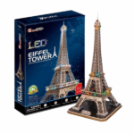 3D Puzzle  „Turnul Eiffel” cu iluminare LED, 82 elemente Puzzle 3D „Turnul Eiffel” cu iluminare LED, de la CubicFun este un joc de puzzle foarte interesant pentru întreaga familie.În timul jocului cu  puzzle 3D împreună cu copiii tăi, le poți povesti că masa totală a turnului este de 10,1 mii tone, inclusiv structurile din fier cu o greutate de 7,3 mii tone. 18038 de piese metalice sunt interconectate prin 2,5 milioane de nituri. Înălțimea Turnului Eiffel în momentul construcției era de aproximativ 300 de metri.Puzzle-urile 3D sunt un hobby uimitor care dezvoltă nu numai gândirea logică, abilitățile motorii fine, perseverența și acuratețea, dar învață și o mulțime de lucruri interesante despre univers, în timp ce te distrezi cu familia ta.