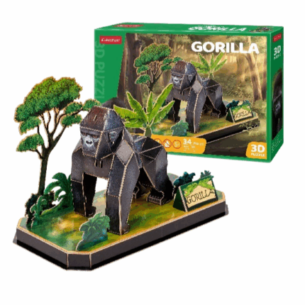 3D puzzle «Gorilă», 34 elemente Puzzle 3D Casa albă, de la CubicFun este un joc de puzzle foarte interesant pentru întreaga familie.În timul jocului cu  puzzle 3D împreună cu copiii tăi, le poți povesti că gorilele sunt cele mai mari și mai grele primate din lume. Înălțimea corpului lor ajunge de la 1,25 la 1,75 metri, iar masculii pot cântări până la 200 kg. Femelele cântăresc puțin mai puțin - 70-90 kg. Hominidele mănâncă mult în fiecare zi.Puzzle-urile 3D sunt un hobby uimitor care dezvoltă nu numai gândirea logică, abilitățile motorii fine, perseverența și acuratețea, dar învață și o mulțime de lucruri interesante despre univers, în timp ce te distrezi cu familia ta.O metodă veselă de a cunoaște lumea fascinantă a animalelor sălbatice împreună cu noua colecție de puzzle-uri 3D CubicFun. Modelul un număr mic de piese, însă detaliile puzzle-ului sunt precise, iar copilul nu va avea dificultăți în asamblare. Modelul asamblat este o gorilă care stă pe fundalul faunei frumoase a Africii.Materialele de înaltă calitate, împreună cu instrucțiuni clare și detaliate, fac ca acest model să fie ușor de asamblat chiar și pentru începători.Nu este nevoie de lipici sau foarfece pentru a asambla modelul.Puzzle-ul are 42 de elemente.