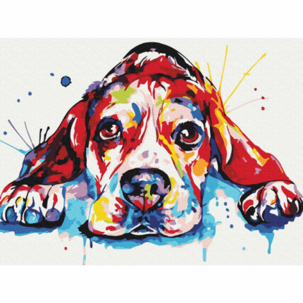 Pictură pe numere 30*40 сm (fără cutie) – Cel mai iubit din curcubeu Setul include: 	pânză de bumbac cu o diagramă numerotată a imaginii, pe o ramă de lemn 	 3 perii de diferite grosimi 	 vopsele acrilice numerotate 	 monturi pentru fixare pe perete