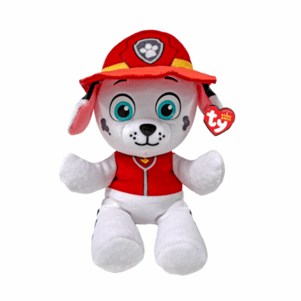 Далматин — пожарный Marshall 15/20 см (Beanie Babies) Очаровательный далматин Marshall — верный пожарный-спасатель из популярного мультсериала Paw Patrol, теперь доступен в виде мягкой игрушки TY Beanie Babies. Он одет в свой фирменный красный костюм и каску, сделан из супер‑мягкого плюша, а выразительные блестящие глаза придают ему живой и дружелюбный вид. Идеален для объятий, игр дома, путешествий и пополнения коллекции. 	Изготовлен из особенно мягкого материала с гибким, податливым корпусом 	Ручная работа — высочайшее качество в индустрии 	Идеальный коллекционный экземпляр для фанатов Paw Patrol 	Яркие, насыщенные цвета и классический костюм 	В комплекте фирменное сердечко Ty 	Только сухая чистка