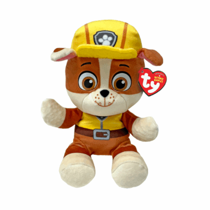 Bulldog — constructor Rubble 15/20 cm (Beanie Babies) Cățeșul Rubble — adevăratul bulldog - constructor din popularul serial de desene animate Paw Patrol, acum disponibil sub formă de jucărie de pluș TY Beanie Babies! Realizat în costumul său galben strălucitor cu cască, este confecționat din pluș super moale și are ochi strălucitori expresivi — la fel ca jucăriile originale TY. Ideal pentru îmbrățișări, jocuri acasă, călătorii și colecție. 	Fabricat dintr-un material extra moale, cu corp flexibil și pufos 	Lucrat manual la cel mai înalt standard de calitate din industrie 	Exemplu ideal pentru colecționarii fani ai Paw Patrol 	Culori îndrăznețe, strălucitoare și costum clasic 	Include inima oficială Ty 	Se curăță doar la suprafață