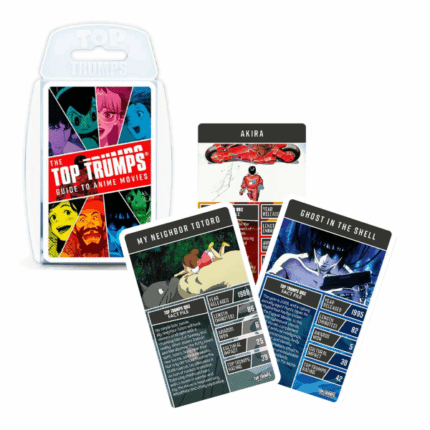 Настольная игра Top Trumps «Anime» (англ.) Игра TOP TRUMPS — это не просто карты! Это всемирно известная игра, которой уже 50 лет, и которая увлечёт каждого, независимо от возраста или интересов. Создано тысячи выпусков TOP TRUMPS — от городских до спортивных. А теперь доступна версия с героями аниме!На каждой карте изображён уникальный герой аниме и 5 характеристик, которые помогут вам одержать победу! Карты также содержат интересные факты. Удобный пластиковый футляр позволяет взять колоду в самое дальнее путешествие и сделать любое приключение ещё приятнее.Как играть в TOP TRUMPS "Anime ":Перетасуйте карты и раздайте всем игрокам лицевой стороной вверх. Возьмите верхнюю карту из своей колоды, переверните её и выберите одну из характеристик. Остальные игроки тоже переворачивают верхнюю карту и показывают значение выбранной характеристики. Тот, у кого показатель выше, выигрывает этот ход и забирает карты соперников, кладя их в низ своей стопки. Побеждает тот, кто соберёт все карты!Содержимое игры :● 33 карты в удобном пластиковом футляре.Технические характеристики:● Количество игроков: минимум 2● Возраст: от 6 лет● Время игры: 15 минут
