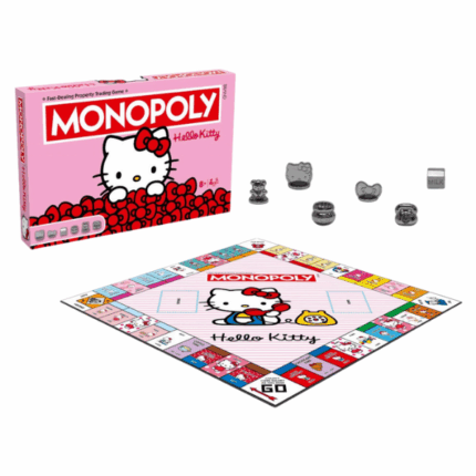 Настольная игра Monopoly «Hello Kitty» (англ.) MONOPOLY: Hello Kitty – издание для настоящих фанатов Кавай!Если вы обожаете всё милое, тогда приготовьтесь завязывать бантики — перед вами невероятно очаровательное издание MONOPOLY: Hello Kitty, созданное в честь 50-летия любимого персонажа от Sanrio.Путешествуйте по игровому полю, где Hello Kitty изображена в разных нарядах, занимаясь своими любимыми делами. Эта официально лицензированная версия порадует как детей, так и взрослых, делая её отличным подарком для семейных вечеров или детских вечеринок.Благодаря своему кавайному оформлению игра не только приносит радость, но и может стать милым декоративным элементом в комнате поклонника Hello Kitty!Особенности: 	Милый дизайн с Hello Kitty в праздничных образах 	Классическая механика Monopoly в новой тематике 	Идеально для семейных игр и вечеринок 	Отличный подарок для детей и коллекционеров 	Может использоваться как декор Hello KittyВозраст: 8+Количество игроков: 2–6