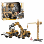 Set de joacă „Excavator” cu echipamente detașabile Este cadoul perfect pentru micii constructori! Setul include utilaje de construcție realiste: un excavator, o macara, precum și diverse accesorii. Excavatorul este echipat cu efecte luminoase și sonore. Unele părți sunt mobile, permițând să sape, să ridice și să transporte „încărcături”, la fel ca pe un șantier adevărat. Jocul dezvoltă imaginația, coordonarea mișcărilor și motricitatea fină.Caracteristici: 	Lumină și sunet 	Elemente mobile 	Imitarea proceselor de construcție 	Dimensiunea ambalajului: 40.5 x 32.5 x 11.5 cm 	Potrivit pentru copii de la 3 ani