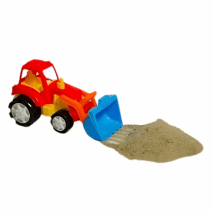 Tractor –  excavator Super O jucărie indispensabilă pentru ore de distracție în aer liber. 	Caracteristici: 	Cupă funcțională pentru săpat și transportat nisip. 	Plastic viu colorat și rezistent la zgârieturi și condiții meteorologice. 	Design sigur cu margini rotunjite. 	Ideal pentru utilizare în nisip, parc sau acasă. 	Vârsta recomandată: de la 18 luni. 	Atenționare: se recomandă utilizarea sub supravegherea adulților.