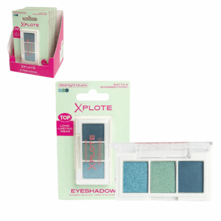 Fard de pleoape XPLOTE «Midnight Blues» Paleta de farduri Xplote „Midnight Blues” – profunzime, rafinament și mister într-o singură privire.Lasă-te inspirată de magia nopții cu paleta de farduri Xplote „Midnight Blues”. Această paletă elegantă conține trei nuanțe intens pigmentate, selectate cu grijă pentru a se armoniza perfect între ele.Desăvârșește-ți look-ul de zi cu zi cu trei nuanțe ultra-versatile, cu finisaje satinate, mate și strălucitoare. Aceste culori de lungă durată se estompează ușor și sunt ideale pentru orice ocazie, trecând fără efort de la un machiaj discret de zi la unul elegant de seară. Descoperă frumusețea atemporală alături de Xplote.Caracteristici: 	Pigmentare intensă – culori vibrante încă de la prima aplicare. 	Textură catifelată și ușor de estompat – fardurile se aplică uniform și se blenduiesc fără efort. 	Design compact și elegant – perfect pentru a-l lua cu tine oriunde mergi. 	Versatilitate absolută – potrivită atât pentru machiaj discret, cât și pentru stiluri mai îndrăznețe.Potrivită pentru toate tipurile de ten și nivelurile de experiență, paleta „Midnight Blues” de la Xplote este alegerea ideală pentru femeile care vor să-și accentueze frumusețea naturală cu un strop de mister și eleganță.Opriți utilizarea dacă apar iritații.