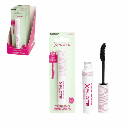 Mascara pentru curbare XPLOTE Mascara pentru curbare Xplote Obține gene perfect curbate, bine definite și pline de impact cu mascara CURLING de la Xplote. Formula inovatoare și peria sa curbată sunt concepute pentru a ridica și arcui genele de la rădăcină, oferind un efect de ochi mari și expresivi.Caracteristici principale: 	Formulă de lungă durată cu efect de curbare — menține curbura perfectă toată ziua, fără retușuri. 	Perie curbată de precizie — se adaptează formei ochiului și ridică cu ușurință fiecare geană. 	Negru intens — pigment profund pentru un look sofisticat și atrăgător. 	Efect de lifting instant — curbează și alungește genele fără a folosi cleștișor. 	Textură ușoară, fără cocoloașe — aplicare în mai multe straturi fără încărcare sau reziduuri. 	Rezistență + demachiere ușoară — nu se întinde în timpul zilei, dar se îndepărtează cu ușurință.Beneficii cheie: 	Curbură naturală și definită ce scoate privirea în evidență. 	Efect de lifting fără clești pentru un look tineresc și proaspăt. 	Fără cocoloașe, fără gene lipite — separare perfectă. 	Formulă rezistentă ce păstrează curbura ore în șir. Opriți utilizarea dacă apar iritații.