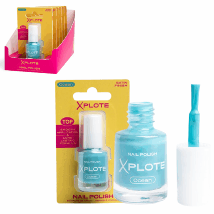 Ojă de unghii XPLOTE «Ocean» Răsfață-te cu oja de unghii XPLOTE „Ocean”, care îți evidențiază personalitatea și adaugă prospețime look-ului tău. Se aplică ușor, se usucă rapid și oferă un finisaj neted și rezistent.Caracteristici și avantaje: 	Acoperire lucioasă și uniformă dintr-o singură aplicare 	Rezistență îndelungată și formulă anti-ciobire 	Uscare rapidă – ideală pentru manichiura de zi cu zi 	Pensulă precisă pentru aplicare ușoară și uniformă 	Textură lichidă pentru un rezultat impecabilInformații despre produs: 	Volum: 6 mlSfaturi pentru aplicare: 	Pregătește unghiile: îndepărtează oja veche și aplică un strat de bază protector. 	Aplică un strat de ojă XPLOTE și lasă-l să se usuce. 	Pentru o culoare mai intensă, aplică un al doilea strat. 	Finalizează cu un top coat pentru un plus de rezistență și luciu.Oferă unghiilor tale culoare și rafinament cu oja XPLOTE. Experimentează cu fiecare nuanță și strălucește în orice moment!Produs inflamabil – a se păstra departe de foc, scântei, surse de căldură și lumină solară directă.Opriți utilizarea dacă apar iritații.