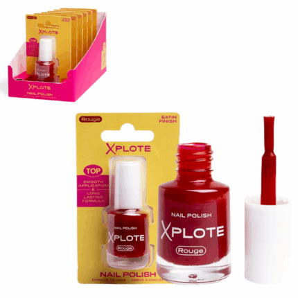 Лак для ногтей XPLOTE «Rouge» Побалуйте себя изысканным лаком для ногтей XPLOTE "Rouge", который подчеркнёт вашу индивидуальность и добавит свежести образу. Лак легко наносится, быстро сохнет и создаёт ровное, стойкое покрытие.Особенности и преимущества: 	Глянцевое, ровное покрытие одним движением 	Долговечный и устойчивый к сколам 	Быстросохнущая формула — идеально для экспресс-маникюра 	Точная кисточка обеспечивает лёгкое и равномерное нанесение 	Жидкая текстура — для безупречного результатаИнформация о продукте: 	Объём: 6 млСоветы по нанесению: 	Подготовьте ногти: удалите остатки старого лака и нанесите базовое покрытие. 	Нанесите один слой лака XPLOTE и дайте ему подсохнуть. 	При необходимости — нанесите второй слой для насыщенности. 	Завершите маникюр топ-покрытием для стойкости и блеска.Придайте ногтям яркость и изысканность с лаками XPLOTE. Экспериментируйте с каждым оттенком и сияйте в любом образе!Продукт огнеопасен — хранить вдали от огня, искр, источников тепла и прямых солнечных лучей.Прекратите использование при появлении раздражения.