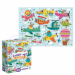 Puzzle «Prinde-mă! În aer», 48 elem. Puzzle-ul Dodo „Prinde-mă! În aer”, format din 48 de piese, îi poartă pe copii într-o aventură captivantă pe cer. Ilustrația viu colorată prezintă avioane, elicoptere și baloane cu aer cald conduse de animale vesele – lei, cerbi, iepurași și alte personaje adorabile.Fiecare piesă este plină de detalii interesante și culori vibrante, transformând procesul de asamblare într-o activitate distractivă și antrenantă.Acest puzzle ajută la dezvoltarea motricității fine, a gândirii logice și a atenției. Este ideal pentru copiii care deja au experiență în rezolvarea puzzle-urilor și doresc o nouă provocare.Puzzle-ul „Prinde-mă! În aer” este un cadou minunat pentru micii visători și iubitorii de aviație care adoră să urmărească avioane și să își imagineze călătorii prin aer. Va oferi momente pline de bucurie și distracție garantată!