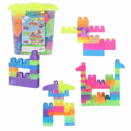 Set de construcție Găleată cu blocuri neon «Play Blox», 83 piese Încurajați creativitatea copilului cu setul de construcție Play Blox! Acest set conține 83 de blocuri colorate în diverse forme, perfecte pentru jocuri imaginative și dezvoltarea abilităților timpurii.Caracteristici: 	83 de blocuri colorate – forme variate pentru construcții creative 	Găleată reutilizabilă – ideală pentru depozitare și transport 	Materiale sigure și durabile – netoxice, potrivite pentru copii de la 1 an 	Beneficii educaționale – dezvoltă motricitatea fină, gândirea logică și coordonarea mână-ochi