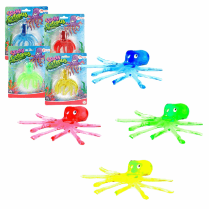 Caracatiță lipicioasă – Sticky Octopus, (as.) Fă cunoștință cu această caracatiță lipicioasă plină de culoare și distracție!Arunc-o pe o fereastră sau pe o suprafață netedă și privește cum se rostogolește și alunecă în jos singură!S-a murdărit după joacă? Nicio problemă – se curăță ușor cu apă.Perfectă pentru joacă activă și momente amuzante!Caracteristici: 	Disponibilă în 4 culori diferite 	Recomandat copiilor de la 3 ani