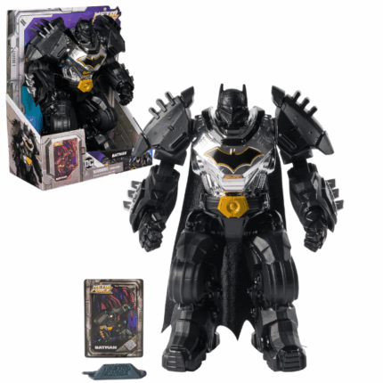 Figurină Batman „Metal Force”, 30 cm Descoperă lumea DC cu figurină Metal Force Batman, în echipament de luptă impresionant din seria Metal Force. Cu detalii metalice strălucitoare, devine un element esențial în orice colecție de supereroi. 	Înălțime: 30 cm  – mai mare decât figurinele obișnuite, perfect pentru recrearea scenelor epice . 	Design metalic: armură detaliată, ce conferă o eleganță de colecție . 	Material plastica cu pelerină textilă: include 11 puncte de articulație pentru poziții dinamice și joacă creativă. 	Card metalic de colecție: vine cu o carte metalică unică și un suport pentru expunere . 	Potrivit pentru copii de la 4 ani și colecționari: durabilitate și design premium, pentru joacă și expunere .O alegere ideală pentru cadouri, fie pentru fanii DC, fie pentru cei care doresc să își completeze lumea supereroilor!