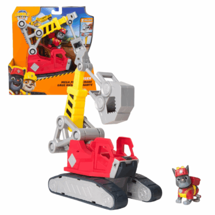Macaraua Mega cu figurină, Rubble & Crew, seria «Patrula Cățelușilor» Faceți cunoștință cu Macaraua Mega Power a lui Charger — o jucărie interactivă de construcții, perfectă pentru micii fani ai serialului „Patrula Cățelușilor”! Setul include o figurină Charger de 6,5 cm și un camion-macara cu două unelte detașabile: un braț de prindere și un ciocan pneumatic, ușor de atașat și de îndepărtat.Copiii pot inventa propriile aventuri de construcție — săpând în nisip, reparând structuri sau transportând materiale — dezvoltându-și creativitatea și abilitățile motorii fine.Caracteristici: 	Figurină Charger de 6,5 cm 	Vehicul-macara cu elemente mobile și unelte funcționale 	Ideal pentru joacă de rol și colecționare 	Cadou perfect pentru aniversări, Crăciun sau alte ocazii specialeRecreează momente din Rubble & Crew sau creează povești noi cu jucăriile de pluș, figurinele și vehiculele echipei!Setul conține: 	1 figurină Charger 	1 camion-macara cu 2 unelte (gheară de prindere și ciocan pneumatic)Recomandat copiilor de la 3 ani