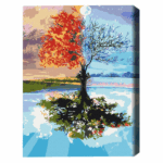 Pictură pe numere 40*50 cm (fără cutie) – Copacul anotimpurilor Setul include:• pânză de bumbac cu o diagramă numerotată a imaginii, pe o ramă de lemn• 3 perii de diferite grosimi• vopsele acrilice numerotate• monturi pentru fixare pe perete