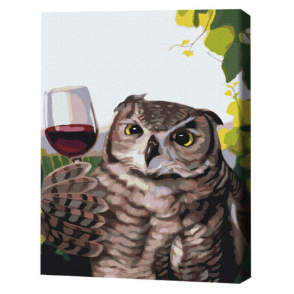 Pictură pe numere 40*50 сm (fără cutie)  – Cunoscătorul Setul include: 	pânză de bumbac cu o diagramă numerotată a imaginii, pe o ramă de lemn 	 3 perii de diferite grosimi 	 vopsele acrilice numerotate 	 monturi pentru fixare pe perete
