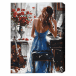 Pictură pe numere 40х50 cm (fără cutie) –  Moment melodic Setul include: 	pânză de bumbac cu o diagramă numerotată a imaginii, pe o ramă de lemn 	 3 perii de diferite grosimi 	 vopsele acrilice numerotate 	 monturi pentru fixare pe perete