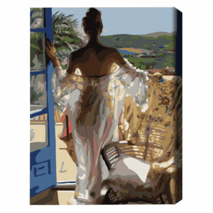 Pictură pe numere 40*50 cm (fără cutie) — Respirația dimineții Setul include: 	pânză de bumbac cu o diagramă numerotată a imaginii, pe o ramă de lemn 	 3 perii de diferite grosimi 	 vopsele acrilice numerotate 	 monturi pentru fixare pe perete