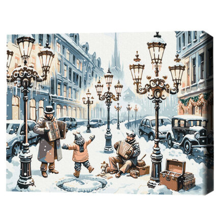 Pictură pe numere 40*50 cm (în cutie) – Odată pe o stradă înzăpezită