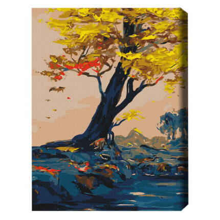 Pictură pe numere 40×50 cm (fără cutie)  –  Calm pitoresc Setul include: 	pânză de bumbac cu o diagramă numerotată a imaginii, pe o ramă de lemn 	 3 perii de diferite grosimi 	 vopsele acrilice numerotate 	 monturi pentru fixare pe perete