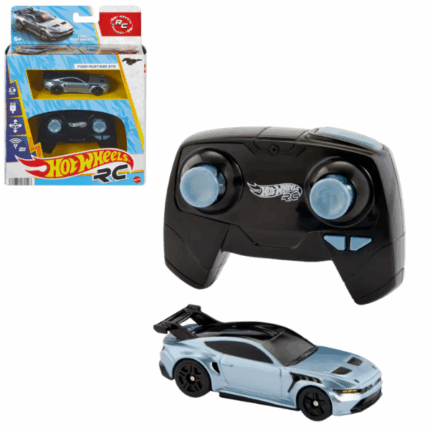 Hot Wheels Automobil de curse 1:64 Ford Mustang GTD Hot Wheels RC le oferă copiilor și colecționarilor posibilitatea de a controla un Ford Mustang GTD! Această mașină telecomandată la scară 1:64 are funcționalitate completă, un design autentic și poate fi condusă atât pe pistele Hot Wheels, cât și pe suprafețe deschise.Poate parcurge bucle, depăși adversarii și executa cascadorii impresionante. Apasă butonul turbo boost pentru accelerație maximă și senzații tari!Caracteristici principale: 	Model RC Ford Mustang GTD cu detalii realiste. 	Funcționează atât pe pistele Hot Wheels, cât și pe suprafețe plane. 	Frecvență de 2,4 GHz – permite curse cu mai multe mașini fără interferențe (alte mașini se vând separat). 	Turbo boost – accelerație suplimentară pentru curse extreme! 	Cadoul perfect pentru copii de la 5 ani în sus și colecționari.Conținutul setului: 	1 mașină Hot Wheels RC Ford Mustang GTD (scară 1:64) 	1 telecomandă 	1 cablu USB pentru încărcare