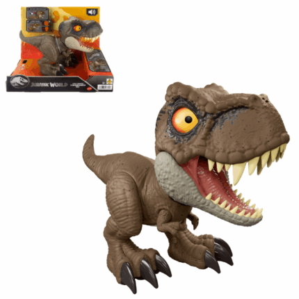 Интерактивная игрушка Тираннозавр Рекс «Jurrasic World» Почувствуйте себя настоящим динозавром с Тираннозавром Рексом из серии Roar Command "Jurrasic World"! Эта интерактивная игрушка позволяет озвучивать собственные фразы, которые преобразуются в рычащую «речь динозавра»! Просто нажмите и удерживайте кнопку на затылке, проговорите фразу, и отпустите — услышите, как Рекс «перевёл» вас на язык динозавров.А ещё с помощью поворота хвоста можно активировать атаку в разные стороны и услышать мощный рев. Фигурка имеет высоту 16,5 см и длину 20 см — идеально подходит для маленьких рук. Отличный подарок для детей от 4 лет, особенно для поклонников Jurassic World!Особенности: 	Интерактивная функция «перевода» речи в рев динозавра 	Атака с поворотом хвоста и реалистичные звуки 	Компактный размер, удобный для детских рук 	Развивает воображение и подходит для сюжетных игр