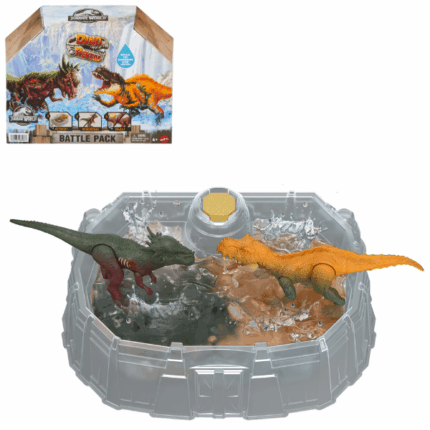 Set de joacă «Bătălia dinozaurilor» în as. Descoperă magia lumii preistorice cu setul interactiv „Bătălia dinozaurilor”! Setul include două figurine misterioase — un erbivor și un carnivor — acoperite cu un strat de chihlimbar sau gudron. Umple arena cu apă caldă și vezi cum se dezvăluie culorile reale și cicatricile de luptă ale erbivorului!Folosește buretele inclus și apă rece pentru a "vindeca" rănile, dar atenție — acestea vor reapărea după câteva minute! După dezvăluire, folosește arena pentru o luptă epică între dinozauri!Setul conține: 	2 figurine de dinozauri (erbivor și carnivor) 	1 arenă de luptă 	1 burete pentru schimbarea culoriiCadoul perfect pentru copiii de la 4 ani și pentru toți fanii Jurassic World!